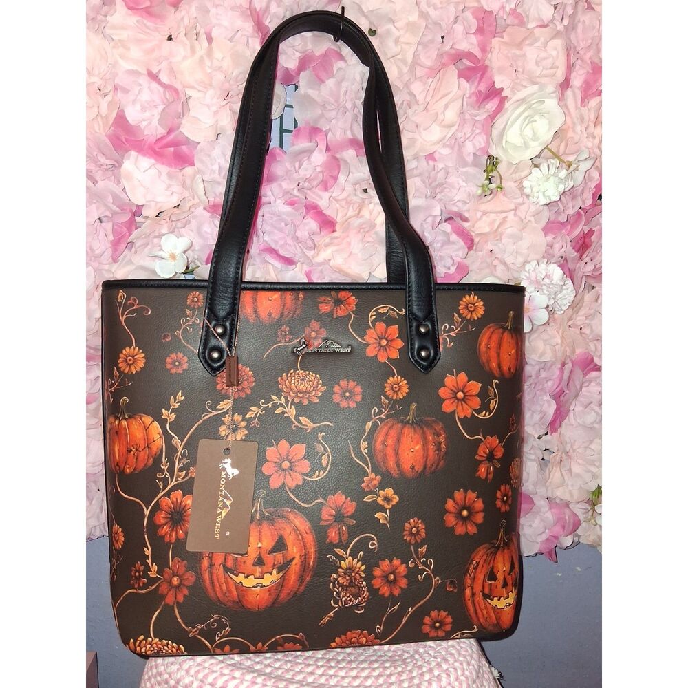 NWT Montana West Halloween Gothic Zip Top Shoulder Tote Bag